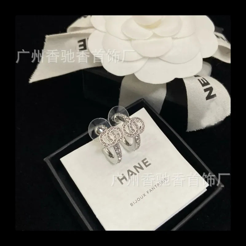 High Quality Silver Diamond Encrusted Earrings Small Exquisite Temperament Elegant Jewelry For Women