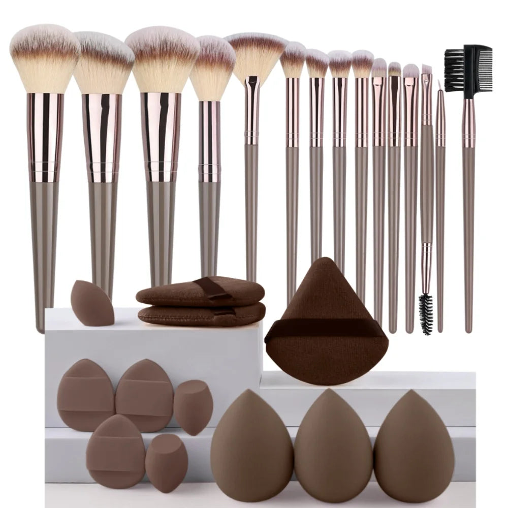 3 To 20 Pcs Premium Makeup Brushes Set Soft Fluffy Synthetic Bristles For Foundation Eyeshadow Blush Kabuki Tools