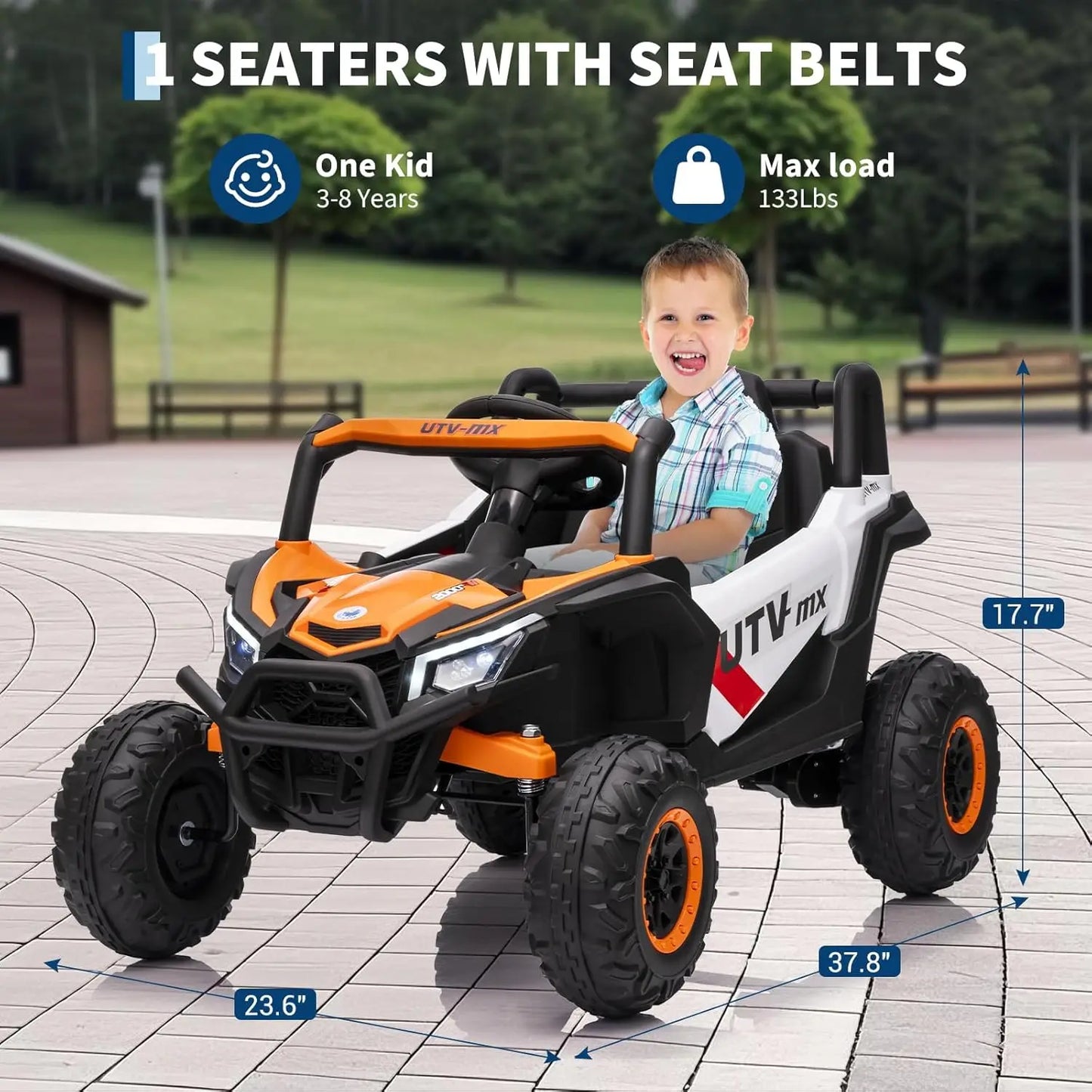 12V Kids Ride On Car UTV With Remote Control Switchable 4WD And 2WD Four Wheel Drive Electric Vehicle For Ages 3 To 8