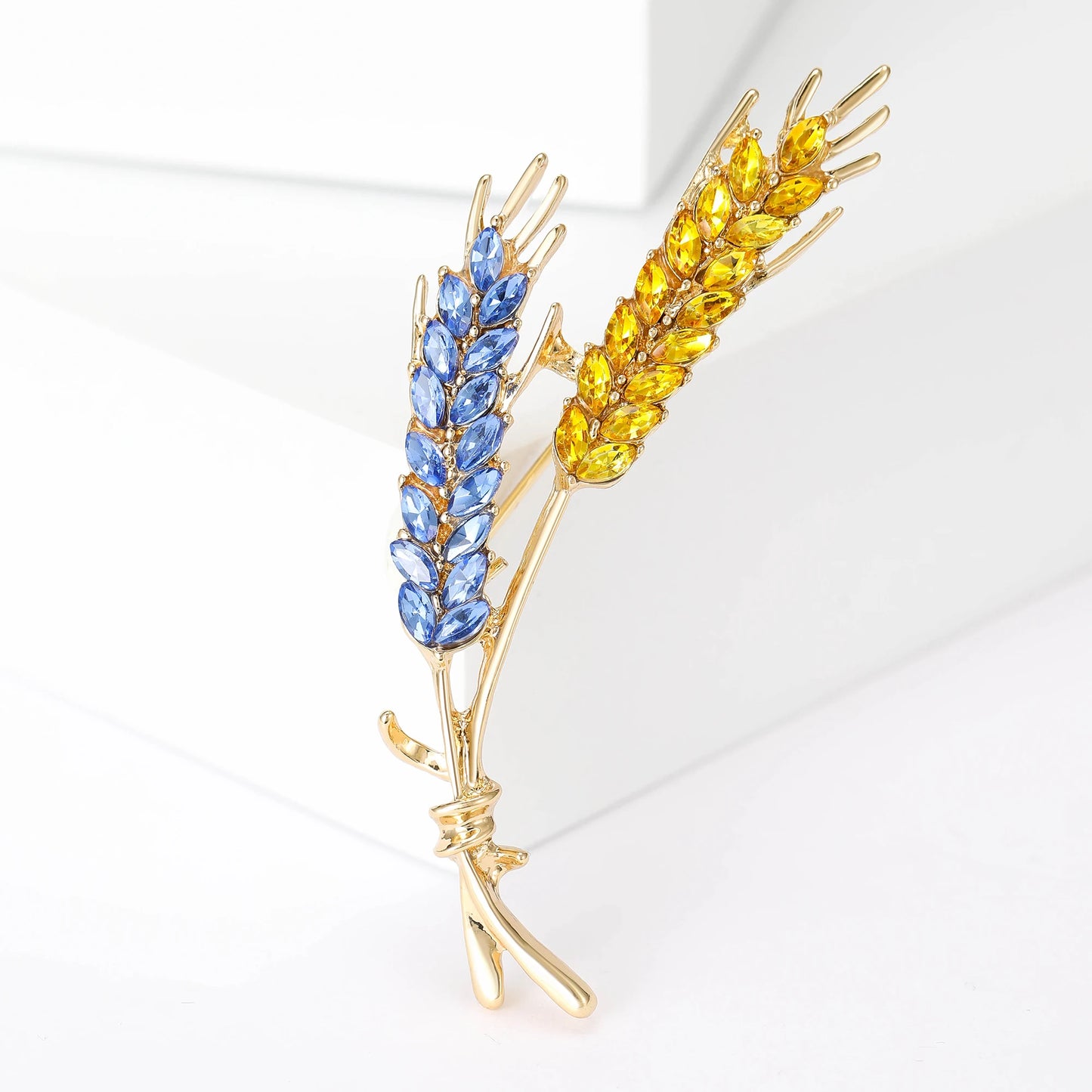 Rhinestone Wheat Ear Brooches for Women Unisex Enamel Wheat Plant Pins Banquet Party Backpack Gifts Jewelry Accessories