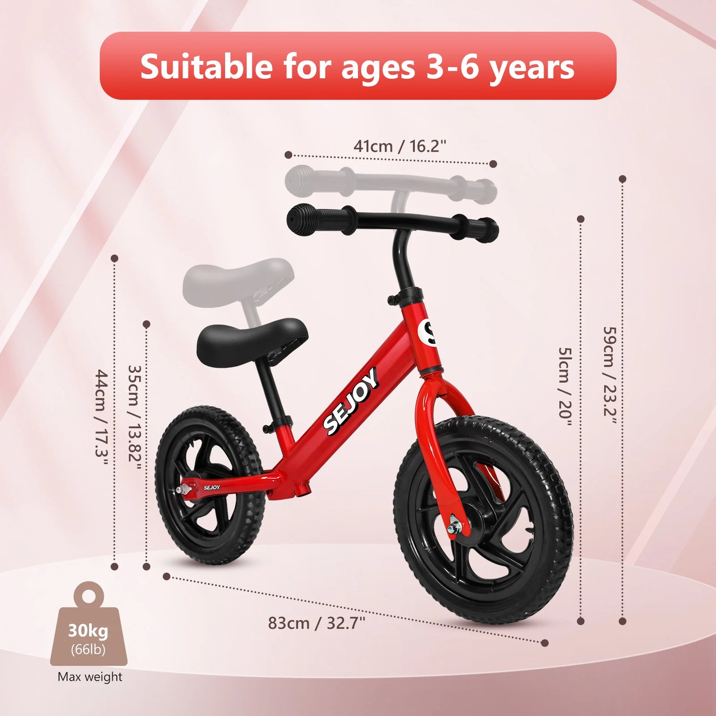 Balance Bike for 3 to 6 Year Old Kids Lightweight No Pedal Toddler Bike with Adjustable Handlebar and Seat
