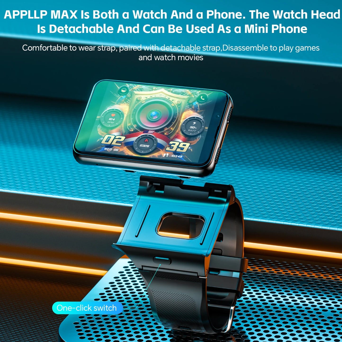 LOKMAT APPLLP MAX Detachable Strap Android Smart Watch Phone Wifi 4G Network Watch Dual Camera Video Calls Heart Rate Monitor