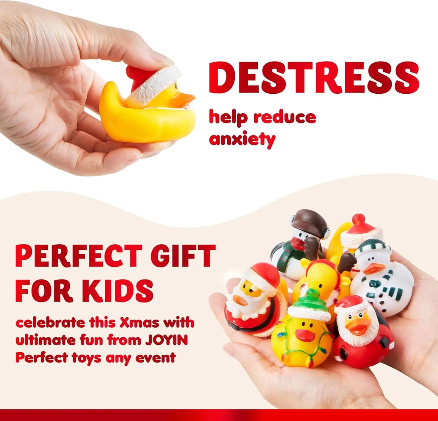 JOYFY 24 PCS Christmas Ducks for Stocking Stuffers Xmas Rubber Duck Bath Toys for Kids Gift Party Favor Novelty Duckies