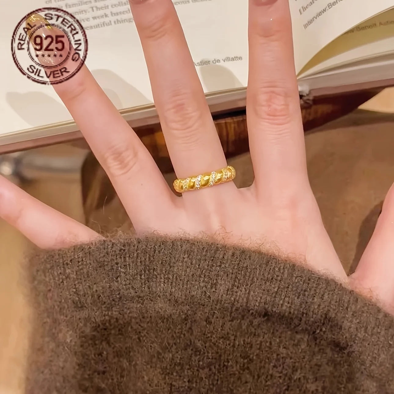 18K Gold Plated Lab Diamond Ring for Women 925 Silver Zircon Geometric Prong Setting Engagement Jewelry Gift