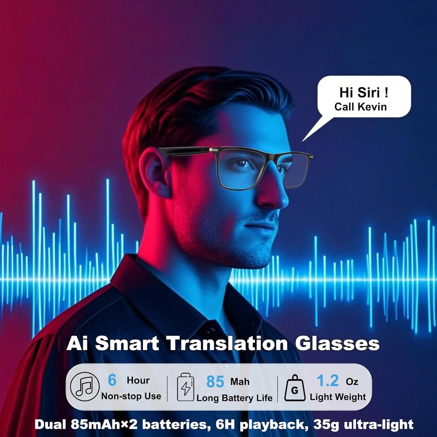 Giinova AI Translation Smart Glasses With Photochromic Lenses Real Time Translation In 160 Languages Bluetooth