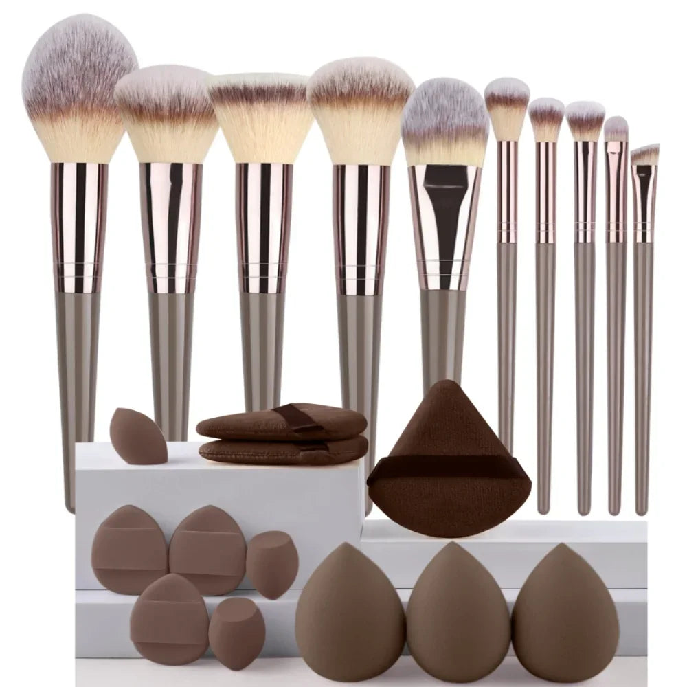 3 To 20 Pcs Premium Makeup Brushes Set Soft Fluffy Synthetic Bristles For Foundation Eyeshadow Blush Kabuki Tools