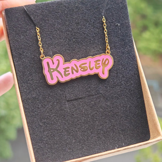 LeeChee Cute Font Custom Name Necklace Colorful Enamel Stainless Steel Pendant Gift For Girls