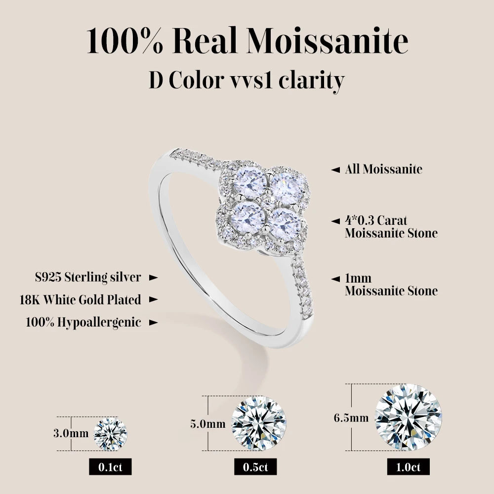 Moissanite Ring D Color VVS1 925 Sterling Silver For Women Jewelry Birthday Gift Shipping From USA