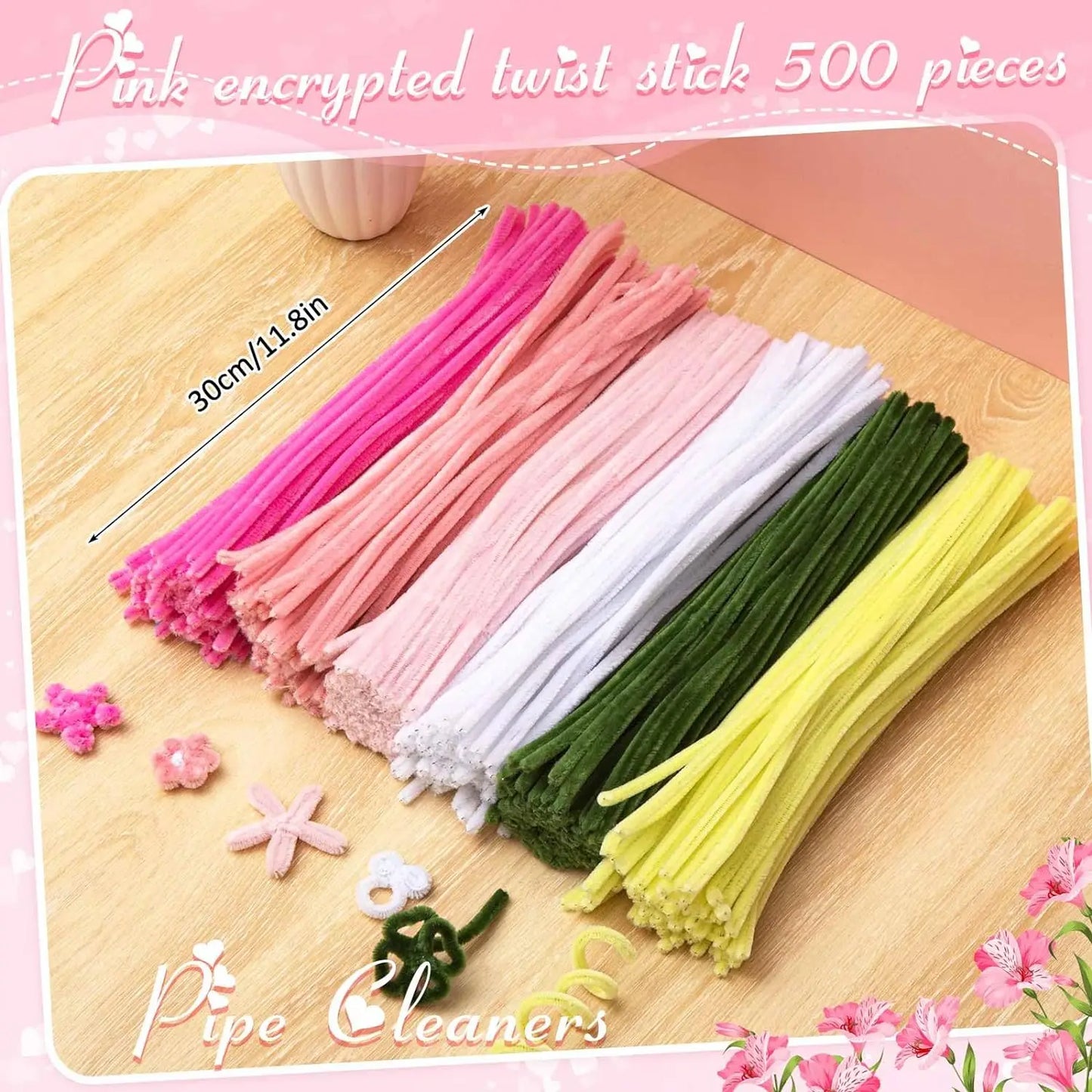 12 Inch Pipe Cleaners Chenille Stems 500 and 600 Piece Sets Bulk Craft Supplies for DIY Art Projects