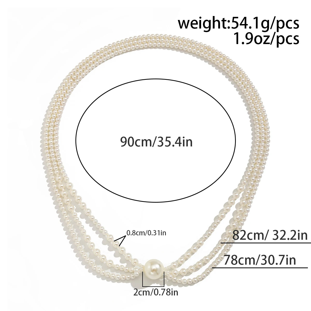 Ingemark Baroque Multilayer Imitation Pearl Long Chain Necklace For Women Creative Elegant Sweater Chain Jewelry