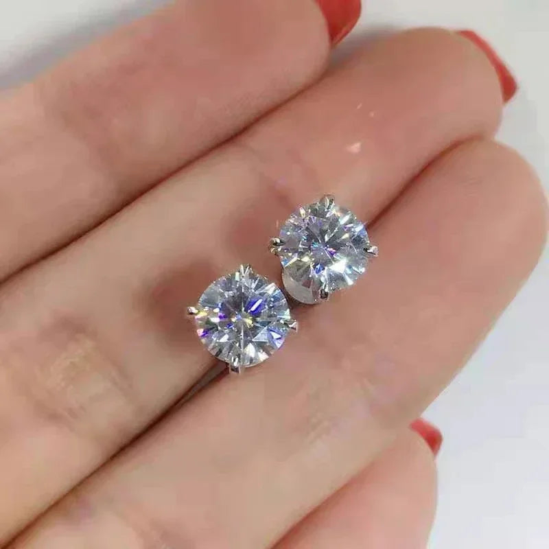 0.5 To 1 Carat D Color Moissanite Ear Stud Earrings For Women Girls 925 Sterling Silver Sparkling Fine Jewelry
