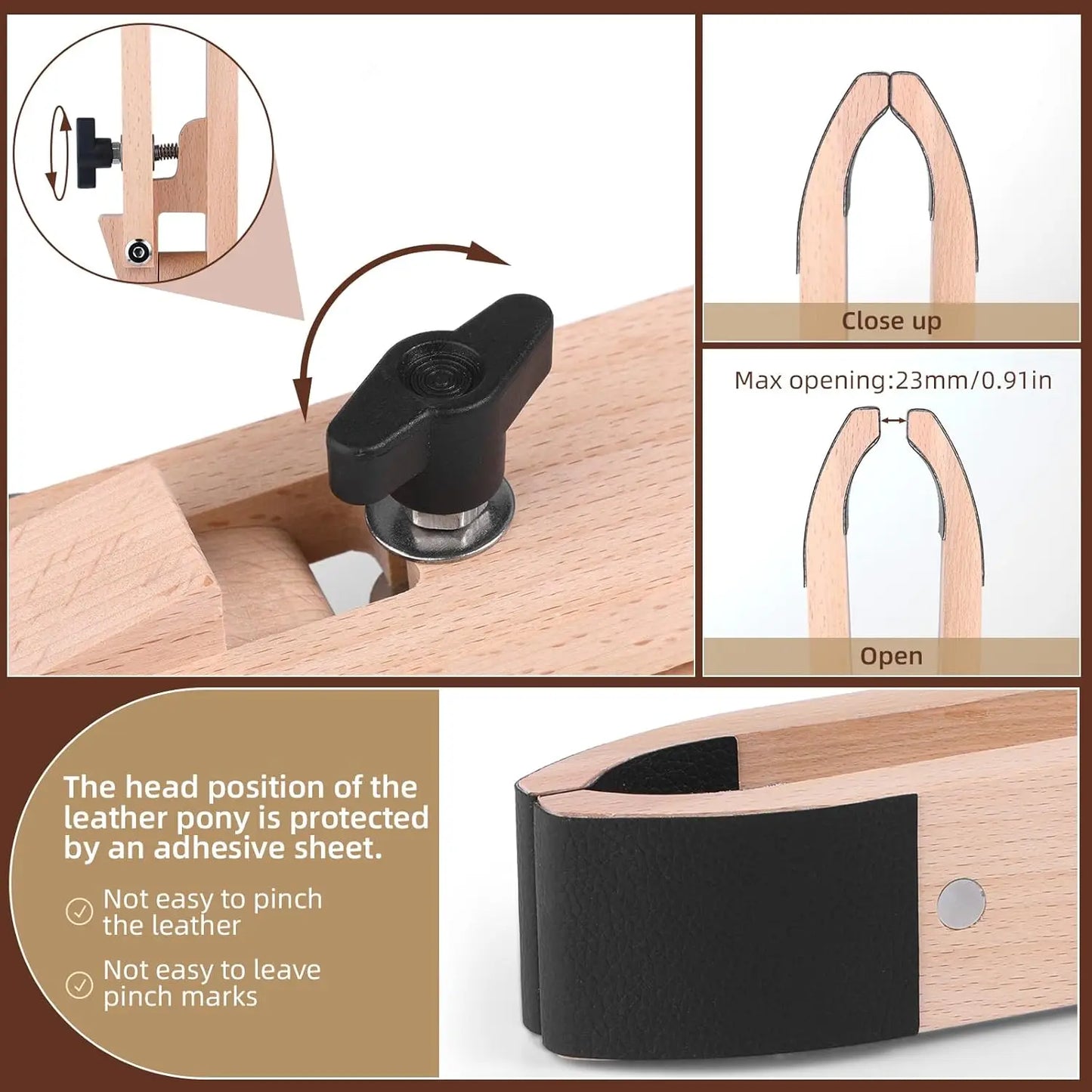 Leather Stitching Pony Clamp with Tools, DIY Leathercraft Repair Kit for Hand Sewing and Crafting