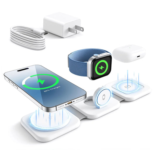 Magnetic Wireless Chargers 3 in 1 Foldable 15W Phone Charge Dock Station Fast Charg for Apple Watch IPhone 14/13/12/11/X AirPods