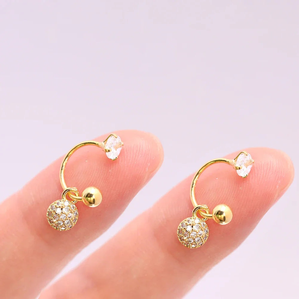 2PCS Stainless Steel Heart Cross Drop Earrings For Women Jewelry Set Helix Tragus Cartilage Daith Piercing