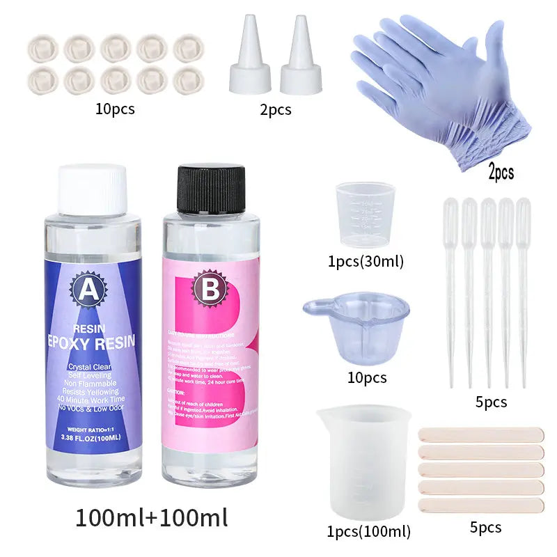 1:1 Crystal Clear Epoxy Resin Kit High Gloss Bubbles Free For Coating And Casting Art Resin Supplies DIY Jewelry Making