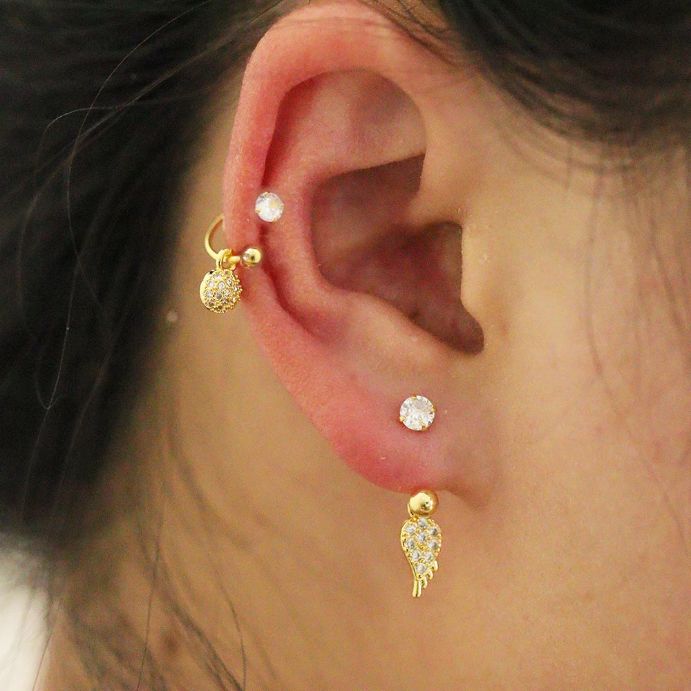 2PCS Stainless Steel Heart Cross Drop Earrings For Women Jewelry Set Helix Tragus Cartilage Daith Piercing