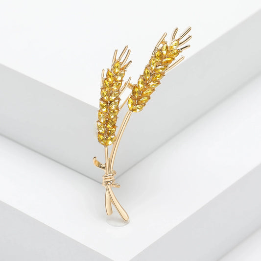 Rhinestone Wheat Ear Brooches for Women Unisex Enamel Wheat Plant Pins Banquet Party Backpack Gifts Jewelry Accessories