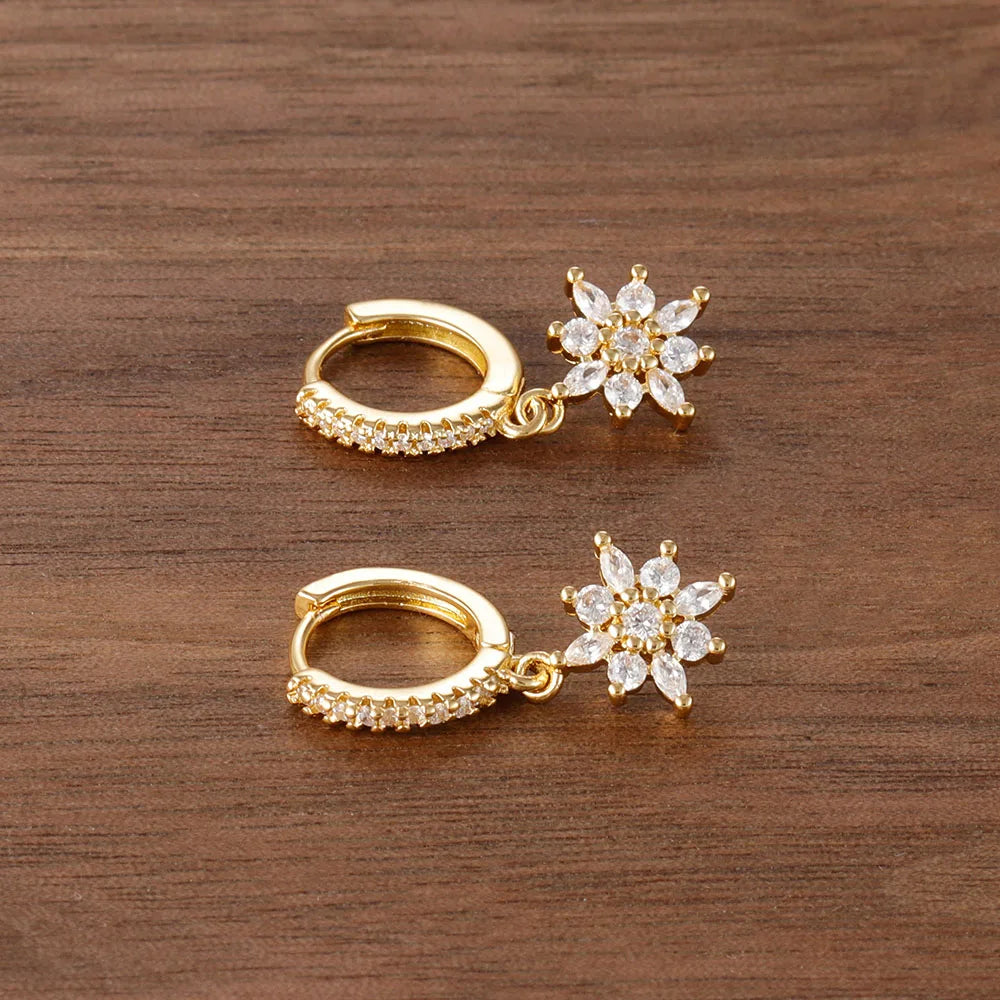 Stainless Steel Star Dangle Earrings For Women Zircon Sparkle Geometric Jewelry Fashion