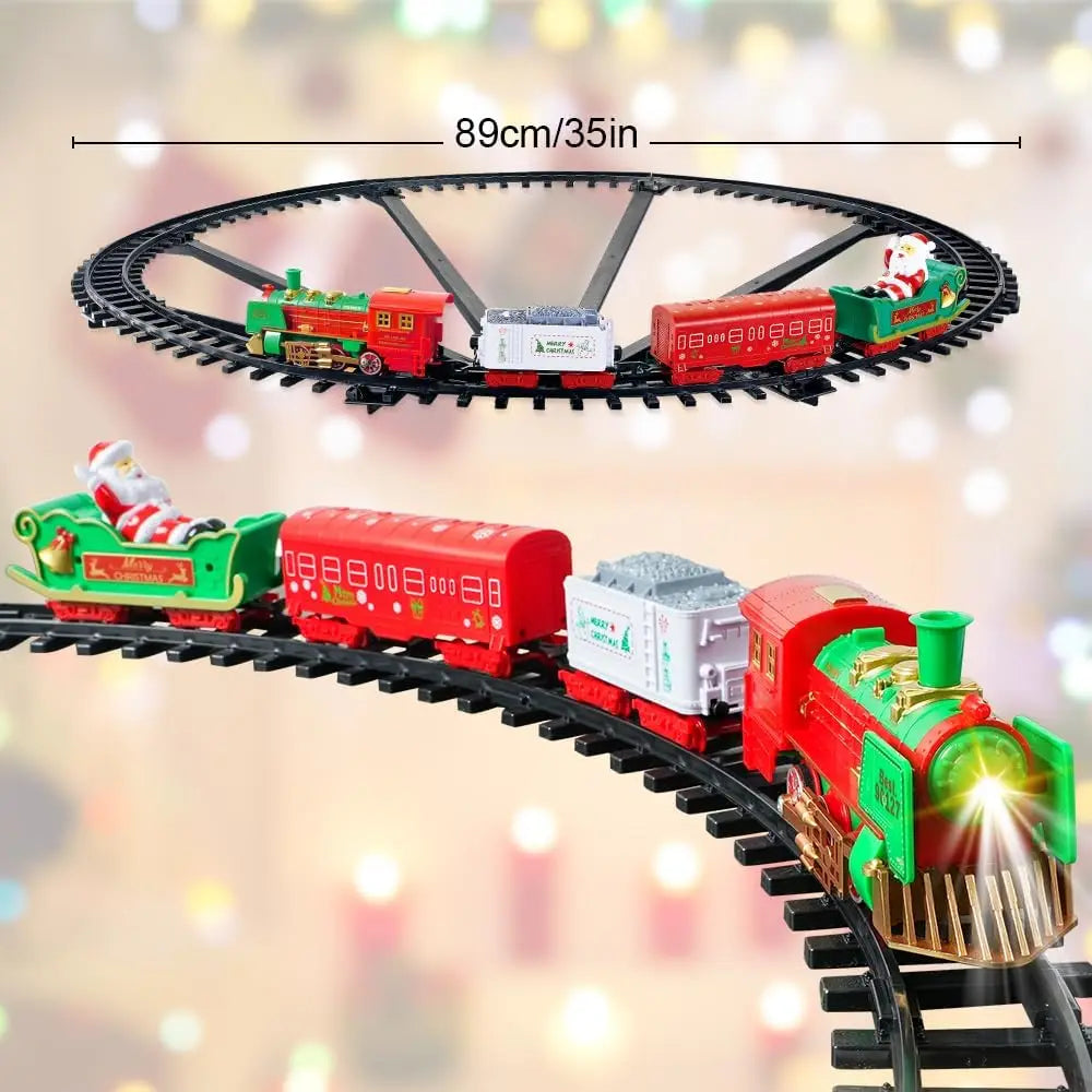 VATOS Hanging Christmas Train Set Lights And Sound Around Christmas Tree Decoration Gift For Kids Indoor Home Toys