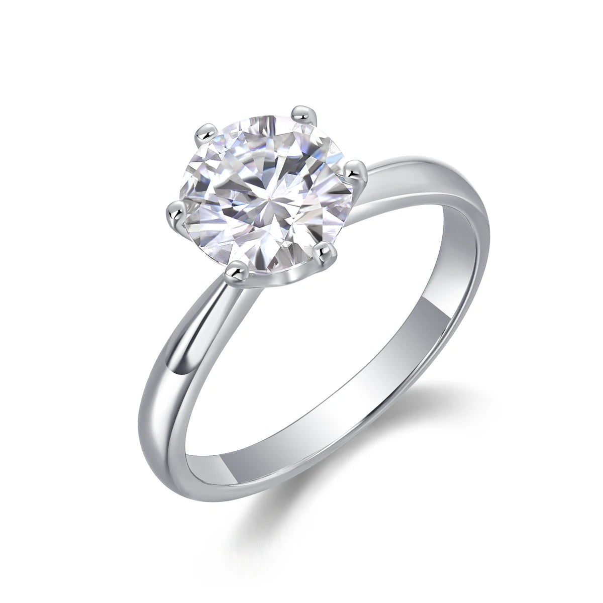 Jiuzuan Moissanite Ring Six Prong 1ct 2ct 3ct 925 Silver Plated 18K Gold Classic Engagement Ring