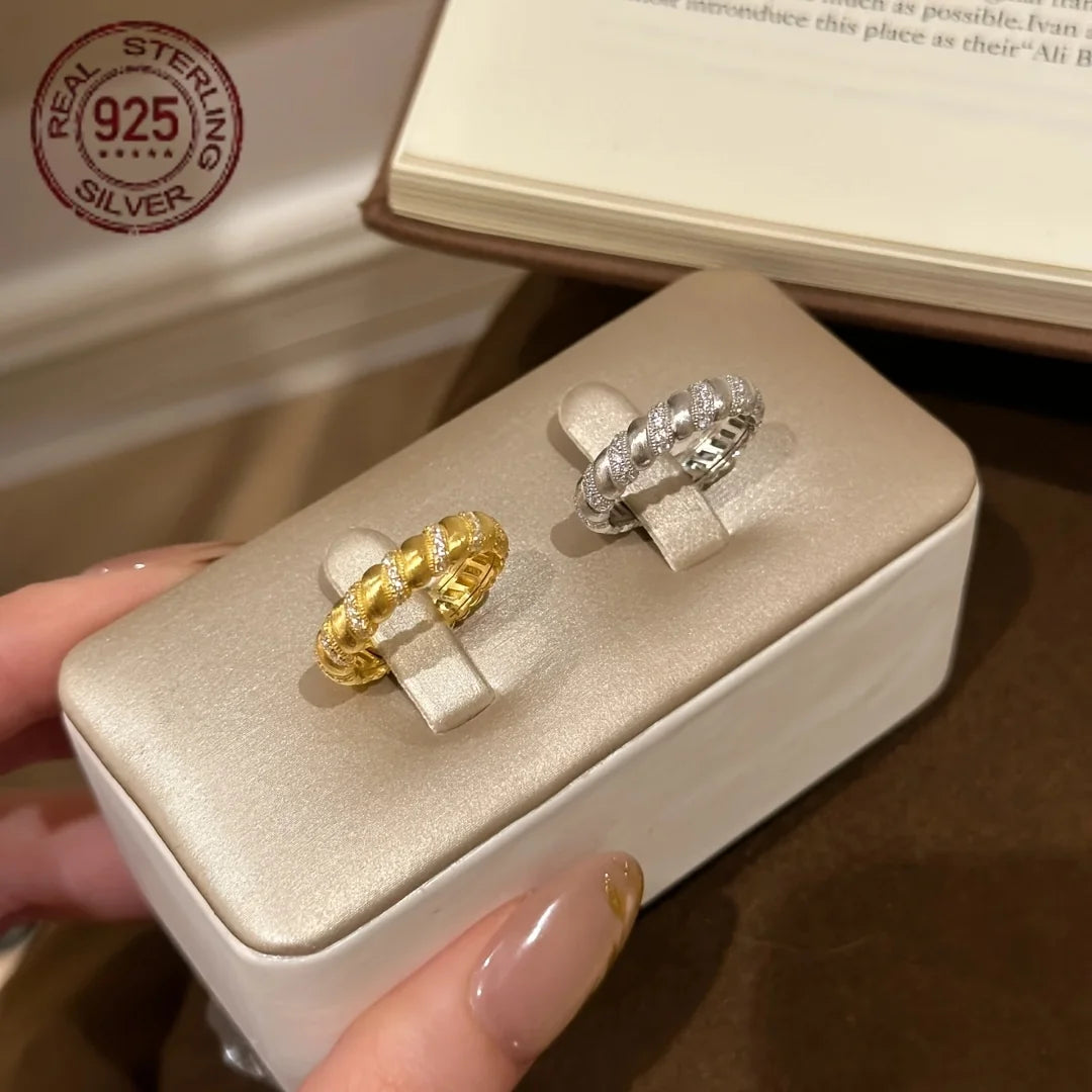 18K Gold Plated Lab Diamond Ring for Women 925 Silver Zircon Geometric Prong Setting Engagement Jewelry Gift