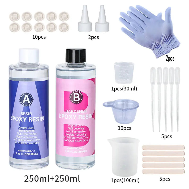 1:1 Crystal Clear Epoxy Resin Kit High Gloss Bubbles Free For Coating And Casting Art Resin Supplies DIY Jewelry Making
