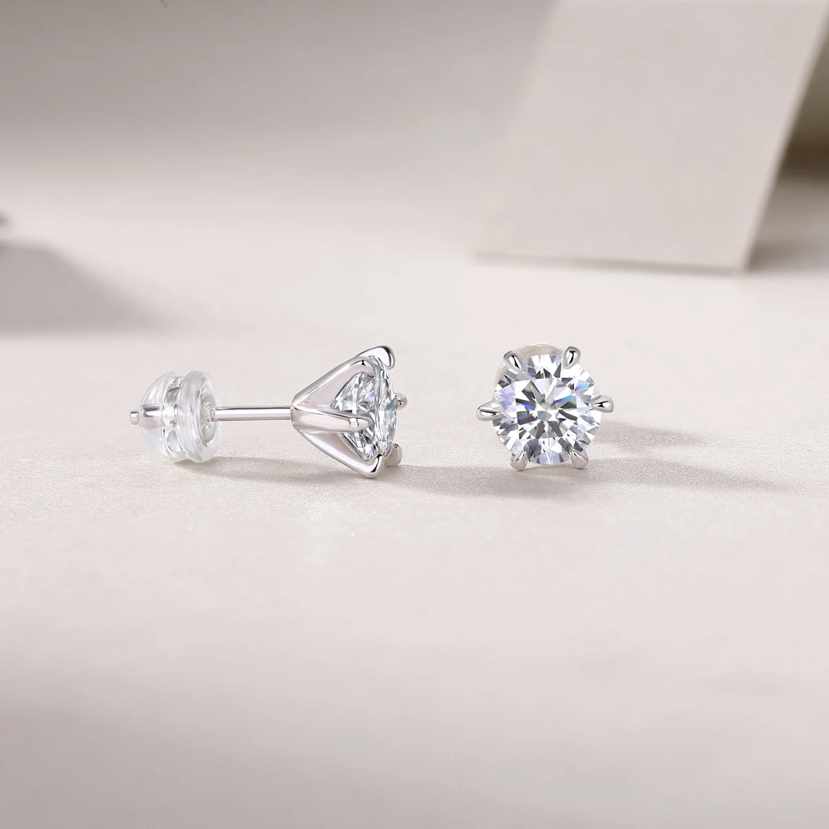Moissanite Earrings 6 Prong Setting 925 Sterling Silver 18K Gold Plated D Color VVS Gift With GRA Certificate