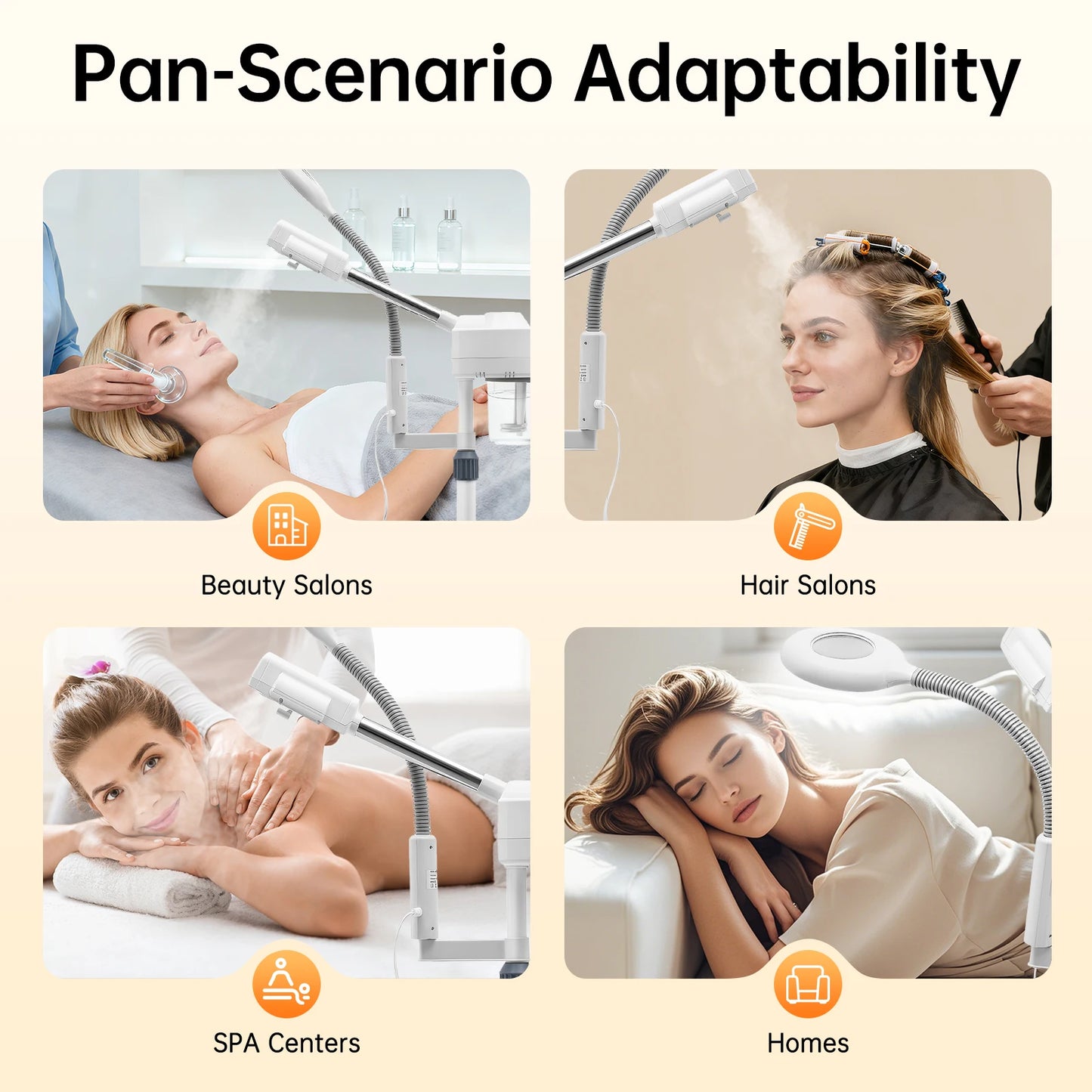 White Professional Facial Steamer,800W 110V 2-in-1 Facial Steamer Beauty Tool, Single Tube Facial Steamer for Skin Care