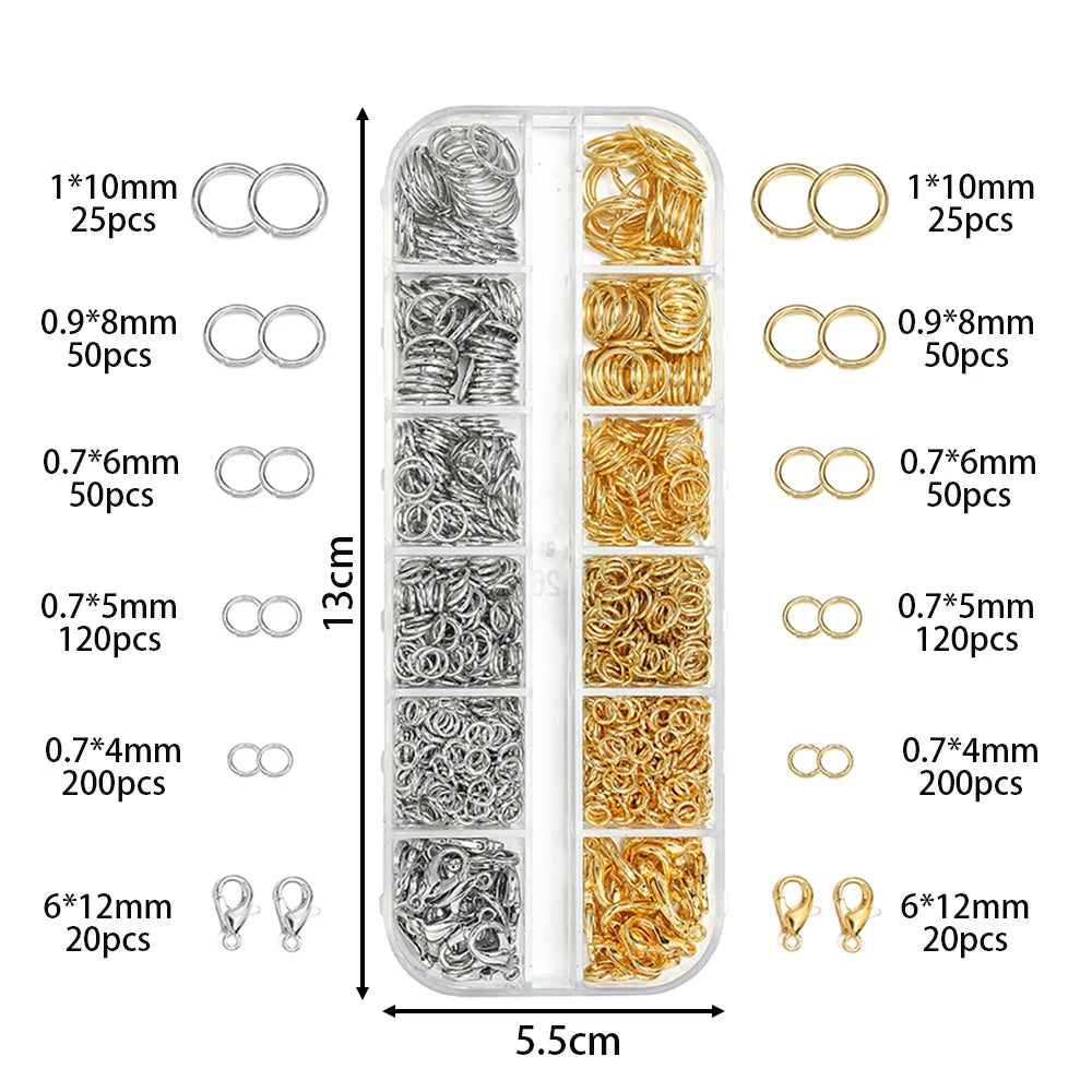 Premium 930 Pieces Jewelry Findings Kit Box With Jump Rings Lobster Clasps Pliers Tweezers For DIY Jewelry Making