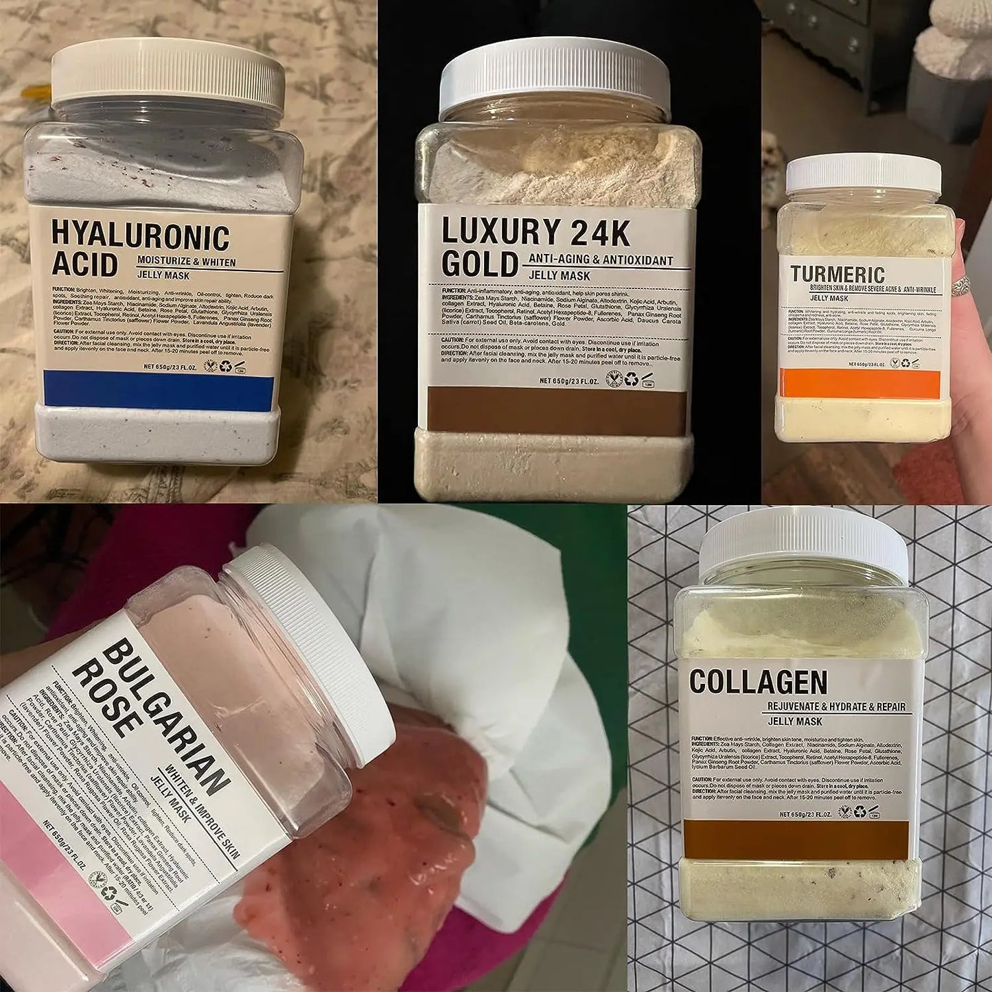 Six Pack Jelly Mask Powder Set 650G Professional Facial Masks For Beauty Salon Skin Care With Rose Chamomile