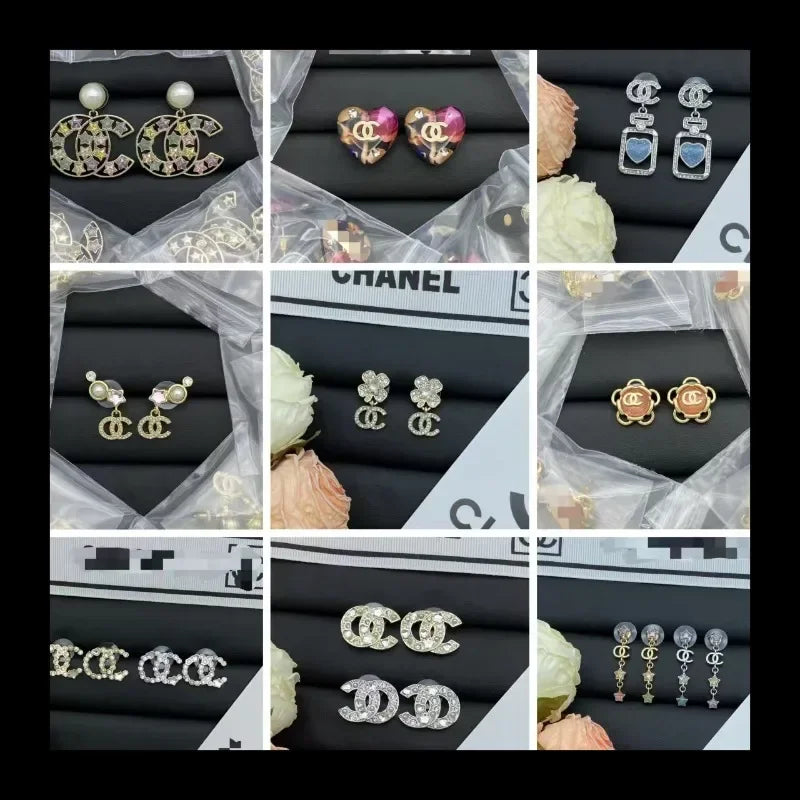 New Love Double Letter Stud Earrings, Fringed Stars Fashion Light Luxury Versatile Same Style