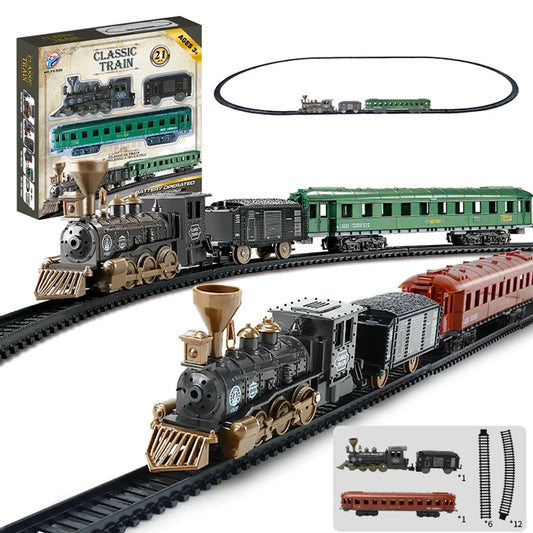 21 Piece Classic Track Train Toy Set For Kids One To Twenty Four Scale Retro Gift