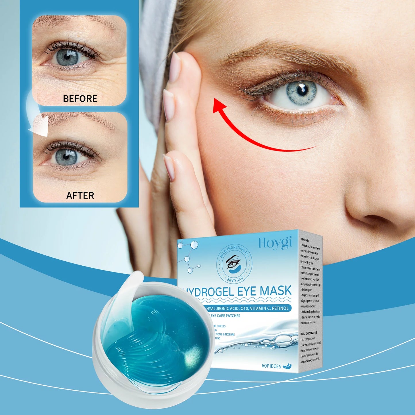 Hoygi Retinol Eye Mask Set 4 Pieces Hydrating Anti Wrinkle With Ceramide Hyaluronic Acid Ubiquinone