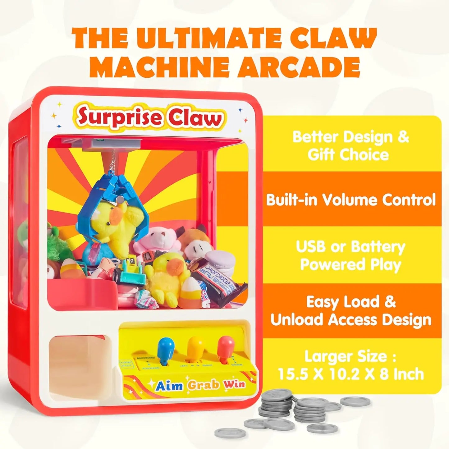 JOYFY Claw Machine Arcade Toy Kid Dispenser Toys Mini Vending Machine for Kids Perfect Christmas Birthday Big Gifts