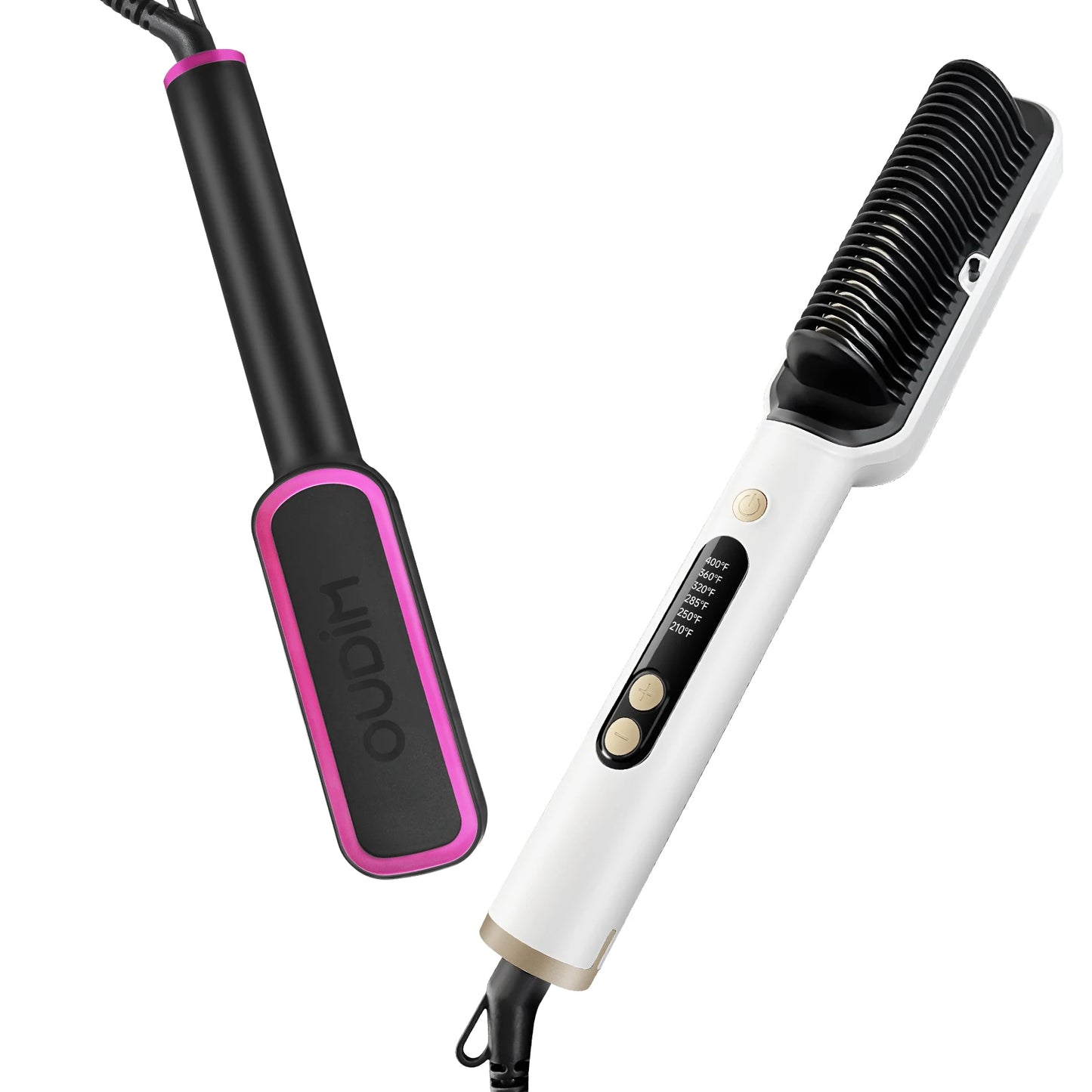 OUDIM Hair Straightener Brush with Six Temperature Settings, Ionic Hair Straightening Brush Flat Iron For Women, Anti-Scald Stra