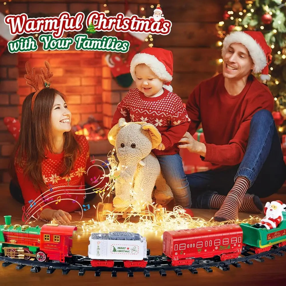 VATOS Hanging Christmas Train Set Lights And Sound Around Christmas Tree Decoration Gift For Kids Indoor Home Toys