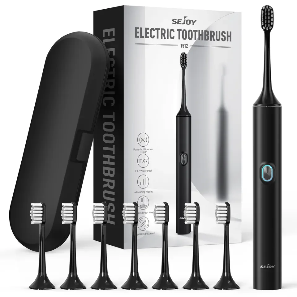 SEJOY Electric Toothbrush with 8 Brush Heads for Adults Rechargeable Toothbrush