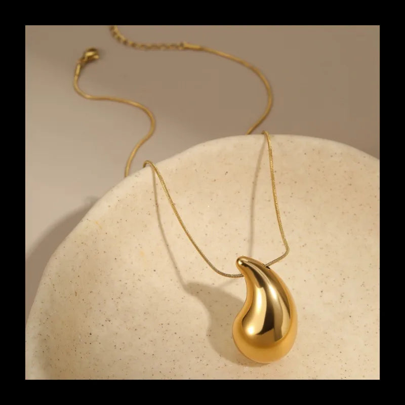Popular Fashion High End Stainless Steel Chubby Water Drop Pendant Necklace Does Not Fade Jewelry Wholesale