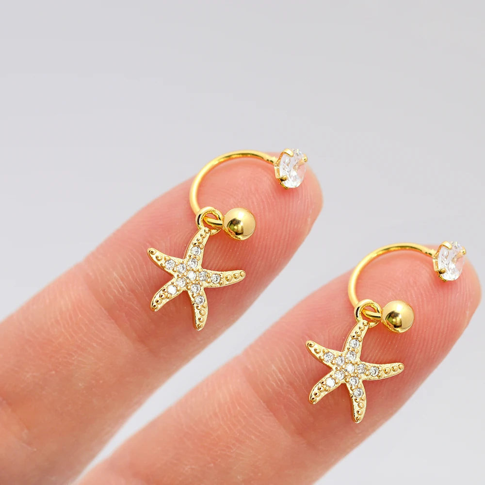 2PCS Stainless Steel Heart Cross Drop Earrings For Women Jewelry Set Helix Tragus Cartilage Daith Piercing