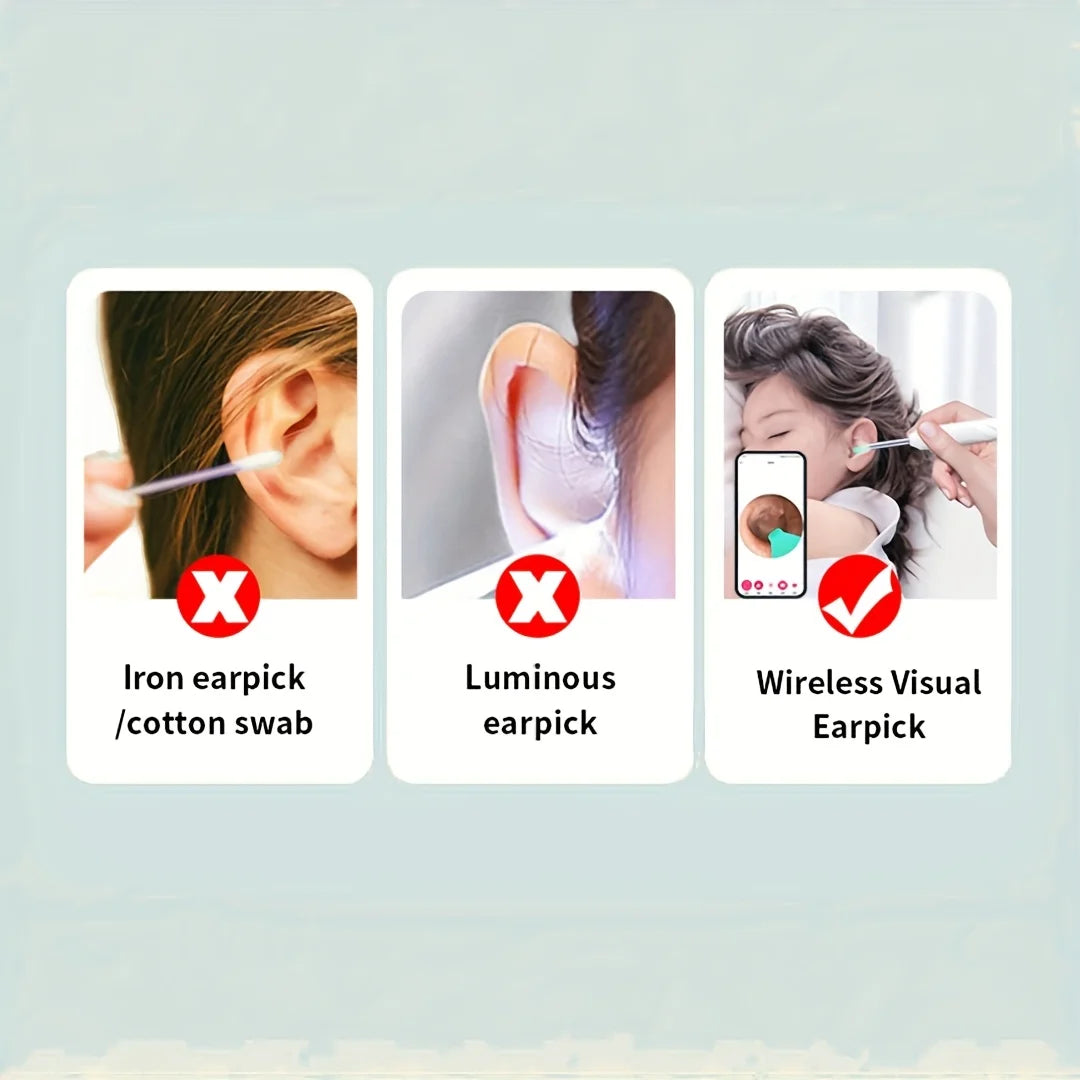 Ear Wax Removal Camera Endoscope Set 1080P HD with LED Light App Viewing USB Rechargeable 6 Spoon Heads