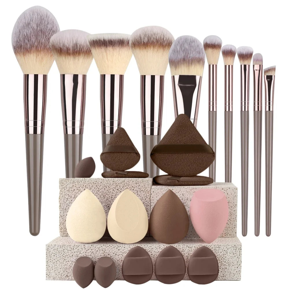 3 To 20 Pcs Premium Makeup Brushes Set Soft Fluffy Synthetic Bristles For Foundation Eyeshadow Blush Kabuki Tools