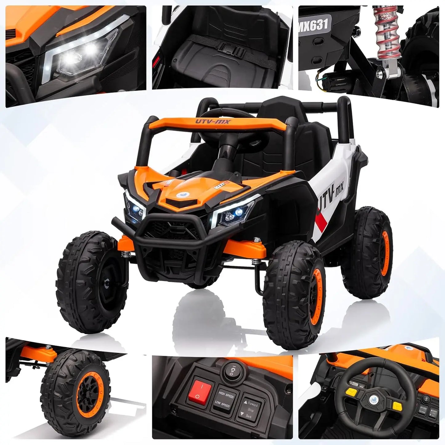 12V Kids Ride On Car UTV With Remote Control Switchable 4WD And 2WD Four Wheel Drive Electric Vehicle For Ages 3 To 8