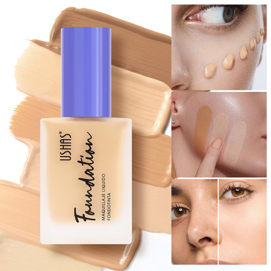 USHAS Multi-Functional Makeup Foundation Liquid Provides 18-Hour Long-Lasting Concealment and Moisturizes and Locks In Water