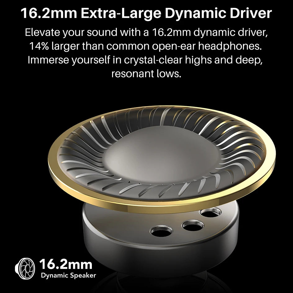 Refurbished TOZO OpenEgo Headsets Open Ear Headphone Bluetooth Dual Mic Clear Call Earphones with Earhooks IPX5 Water-resistant