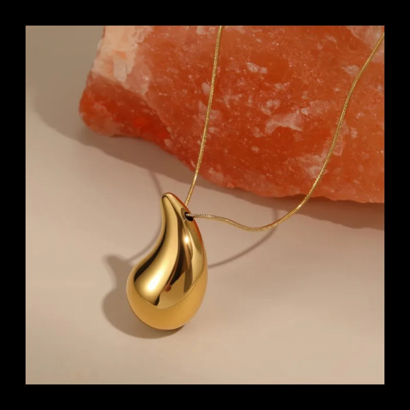 Popular Fashion High End Stainless Steel Chubby Water Drop Pendant Necklace Does Not Fade Jewelry Wholesale