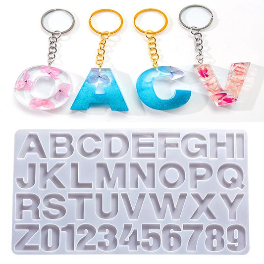 Alphabet Epoxy Resin Silicone Mold DIY Letter And Number Pendant Keychain Earring Jewelry Casting Mold