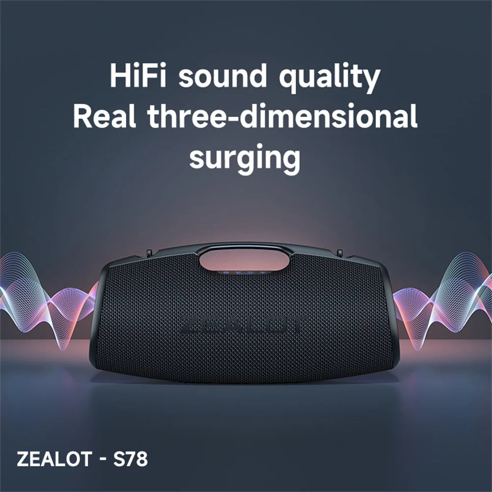 Zealot-S78 120W Bluetooth Speaker with Deep Bass Hi Fi DSP Boost Outdoor Portable Sound