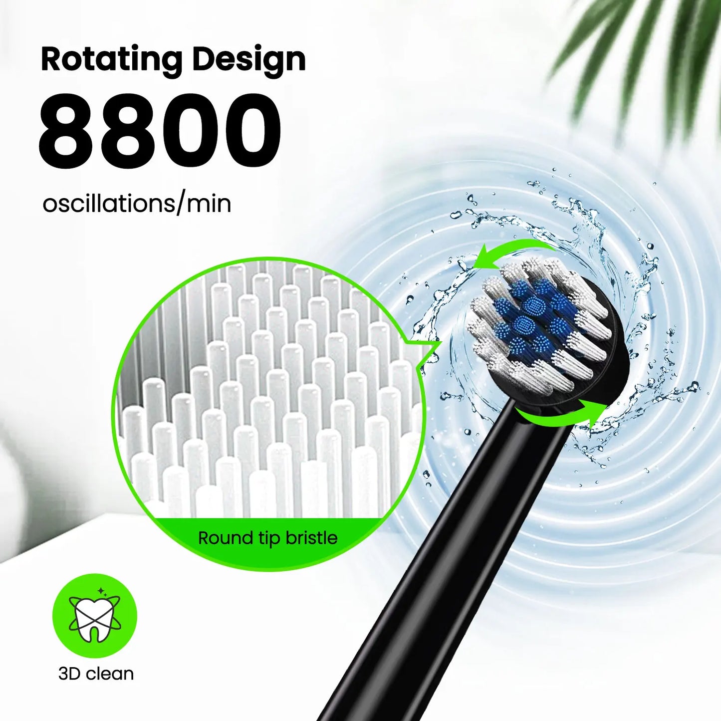 Fairywill Electric Toothbrush T2233Powerful Rotation Cleaning 4 Replacement Heads Rechargeable Sonic Toothbrush for Adults
