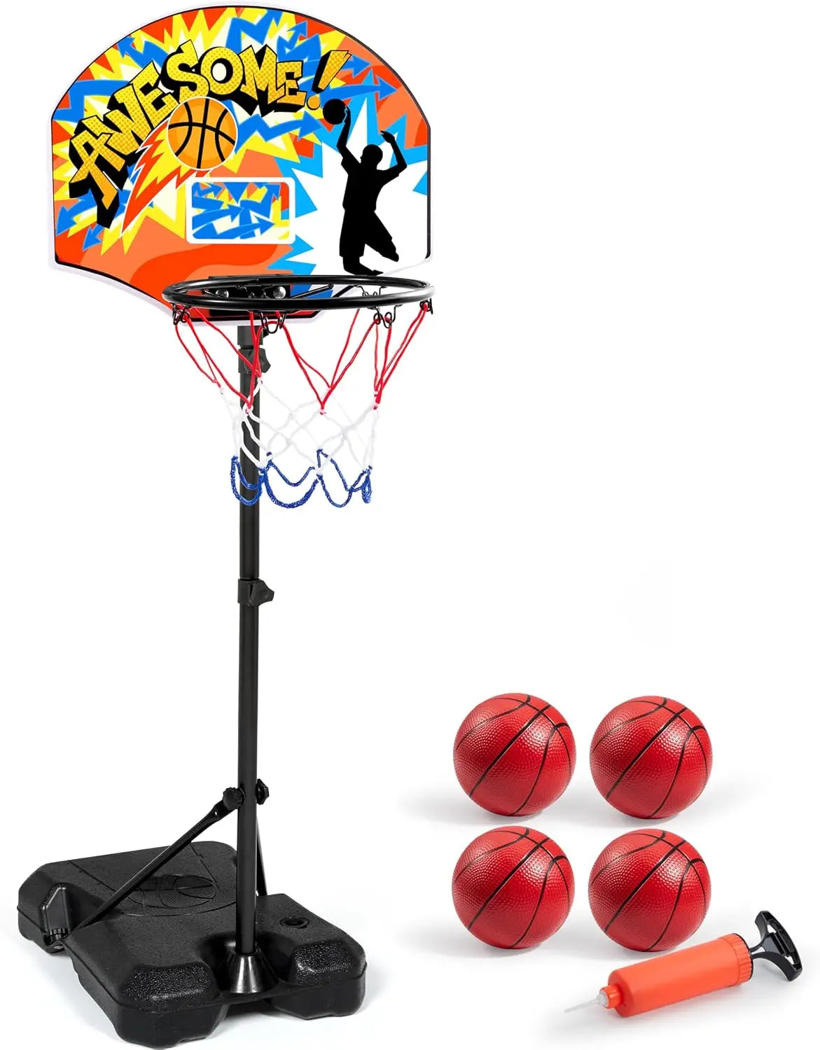 Joyfy LED Scoring Arcade Basketball Game with 4 Balls Adjustable Height 44"-55"Basketball Stand Hoop Toys Gift for Ages 3-12 Boy