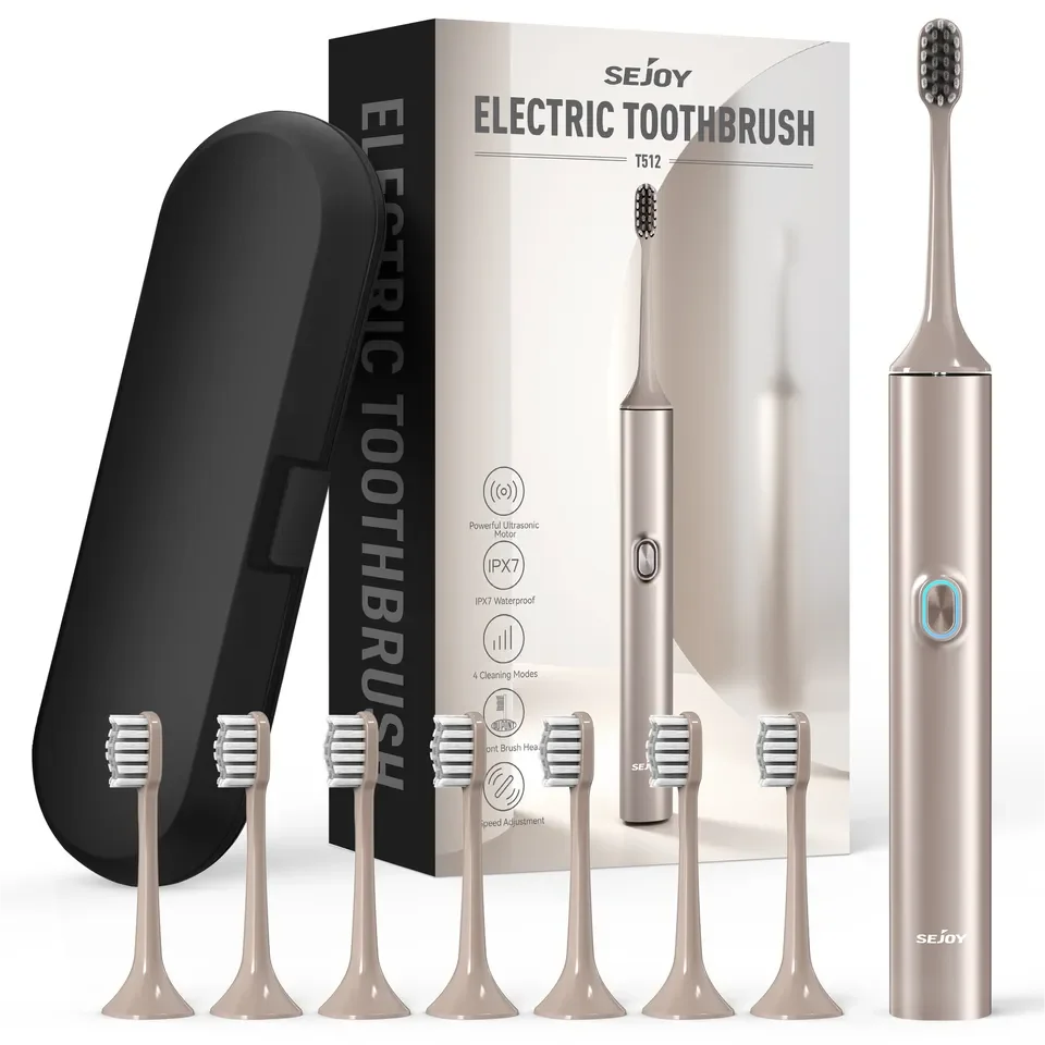 SEJOY Electric Toothbrush with 8 Brush Heads for Adults Rechargeable Toothbrush